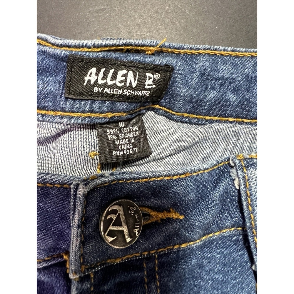 Vintage Allen B Allen Schwartz Jeans Womens 10 Below Waist Curvy Bootcut Patches - Picture 3 of 9